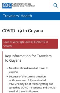 CDC Travel advisory 
